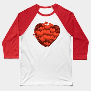 Red Hearts Patterned Swirl Heart Baseball T-Shirt